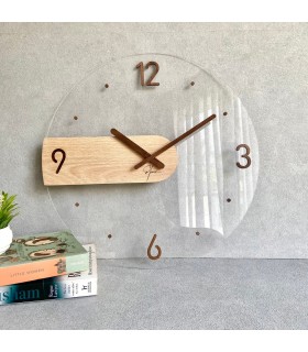 ساعت دیواری چوبی شیشه ای مدل افرا