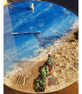 ساعت دیواری رزینی طرح دریا