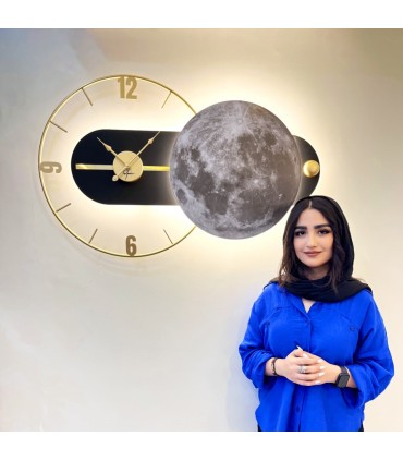 ساعت دیواری چراغ دار طرح ماه