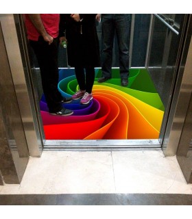 کفپوش سه بعدی آسانسور طرح رنگین کمان