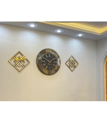 ساعت دیواری سه تیکه آینه ای